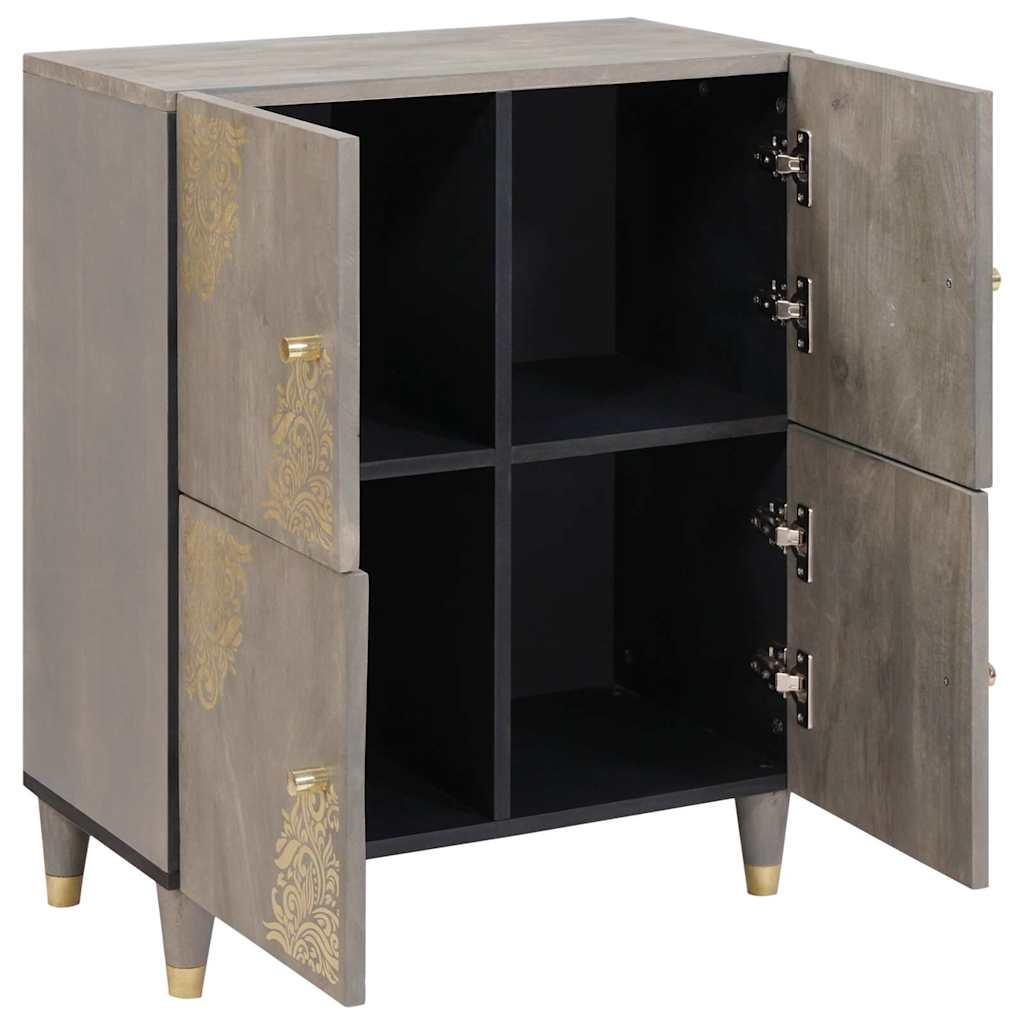 Sideboard Gray and Gold 60 x 33 x 75 cm Solid Mango Wood