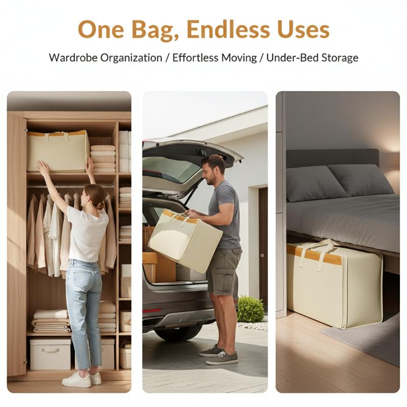 Wardrobe Storage Bag Non Woven Fabric Large Capacity Organizer Thick Dustproof Moisture Proof for Clothes and Bedding