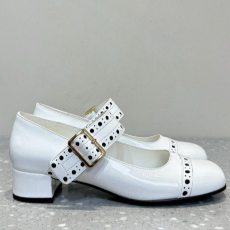 Fashion Women's Coarse Heel Shoes Spring New Square Head Shallow Mouth Waterproof, Anti-slip and Wear-resistant Low-top Shoes