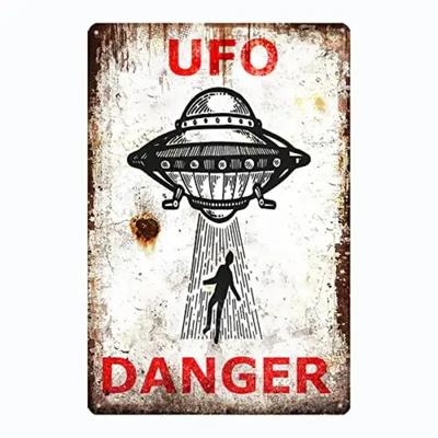 Metalowy Znak UFO 12 Calowy Winylowy Wystrój Ścian Obcy Tablica Jaskinia Mężczyzny Bar