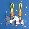 Keychain Pendant Cartoon Horse Shape Key Holder Colorful Faux Leather Access Card Case Bag Lanyard Decorative Keychain Accessory
