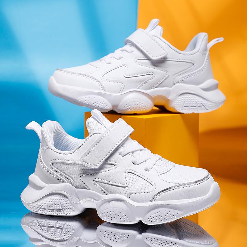 Children's Breathable Mesh Running Shoes - Boys' White Sports Sneakers for Students