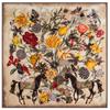130cm Luxury Brand Twill Hijab Large Square Scarves Floral Horse Print Twill Shawls Bandana Silk Scarf For Women Head Scarf