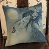 Chinese Style Vintage Ink Painting Flowers Bird Lotus Cotton Linen Decorative Cushion Cover Car Sofa Home Decoration Pillow Case