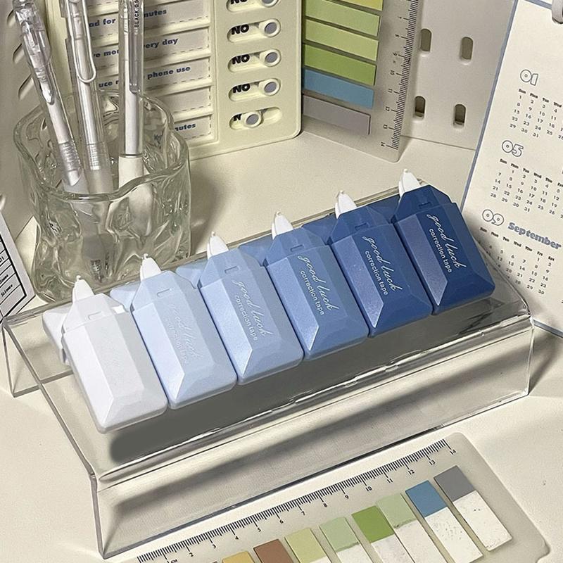 

6 шт./компл., корректирующая лента серии градиента цвета Ins, корейская креативная градиентная однотонная корректирующая лента, школьные канцелярские принадлежности синий