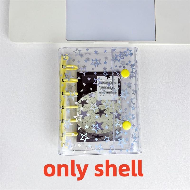 A7 Budget Binder Cover Clear Glitter PVC Binder Refillable Notebook for Photos Pictures Albums Organizer Planner Folder