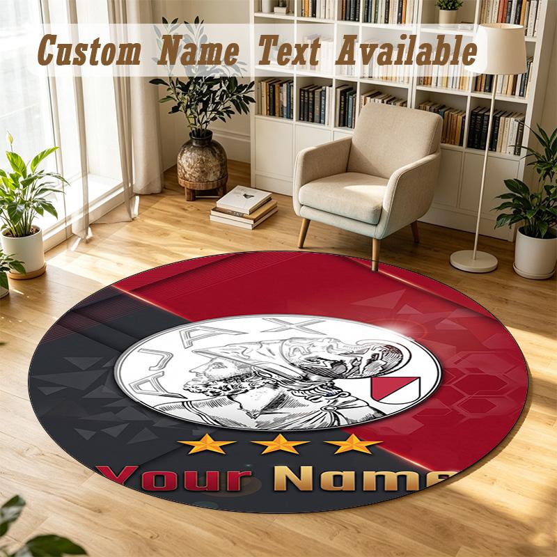 Round Rug Custom NameAjax Amsterdam Pattern Non Slip Carpet Home Floor Decor