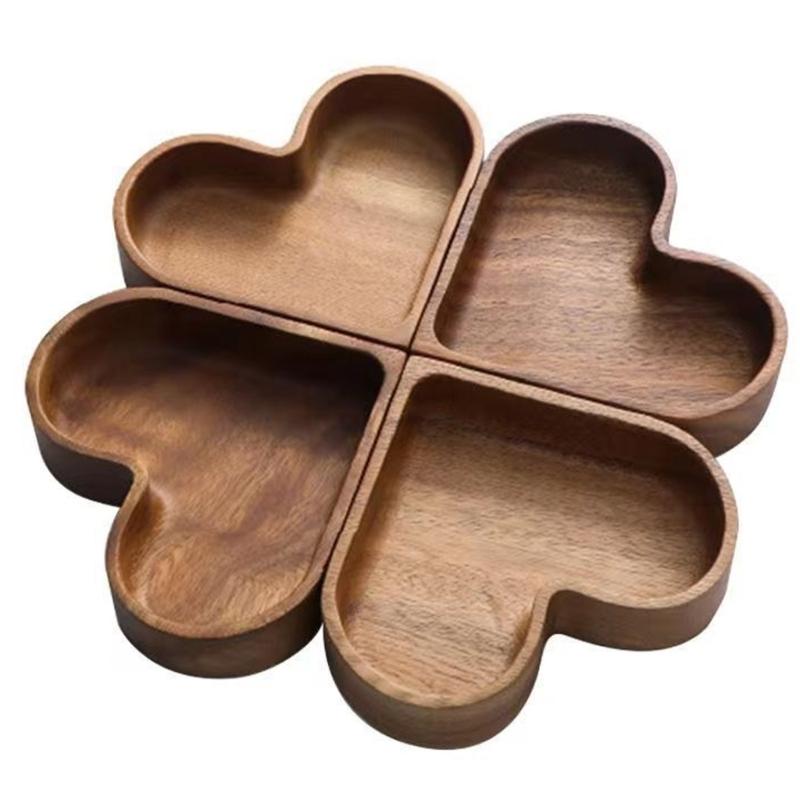 Heart Candy Dish in Wood Finish, Open Serving Tray for Sweet Display, Coffee Table Accent, Dining Tables and Anniversary Table Styling