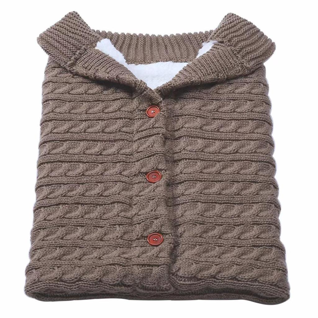 Cozy Autumn & Winter Baby Stroller Sleeping Bag - Wool Knit, Button Design, Plus Velvet, Thick & Warm.