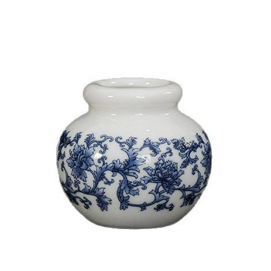 Mini Retro Blue & White Porcelain Hydroponic Pennywort Vase for Tea Ceremony Decoration