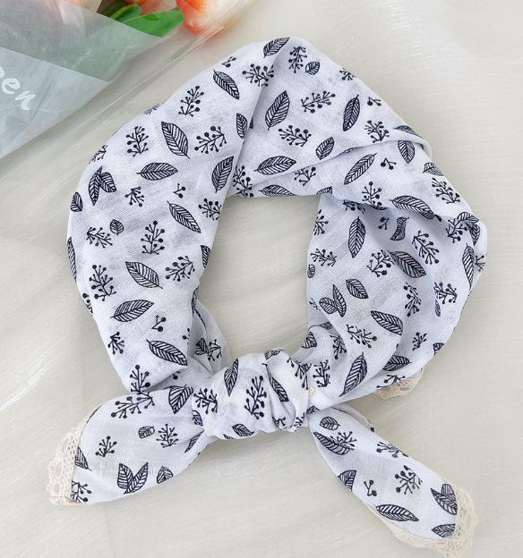 French retro cotton flower small scarf headband women's pure cotton thin bag head small scarf decorative square scarf headscarf