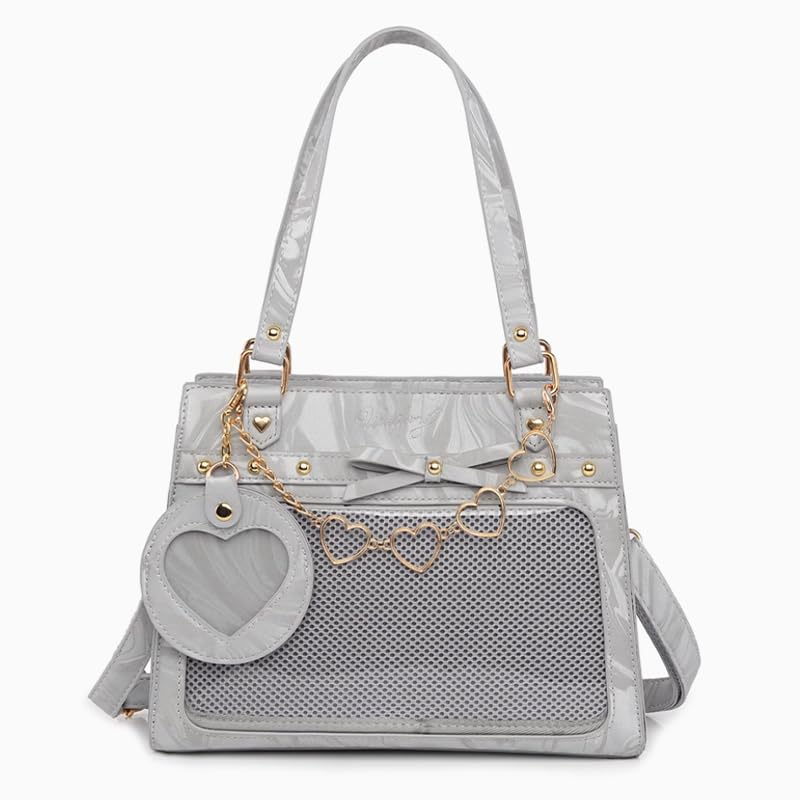 Marble Ita Bag with Can Badge Otaku Ita Clear Gray [Ugou Xiaopu] Case, Goods, g.triger Bag, Bag, Transparent, [Product]