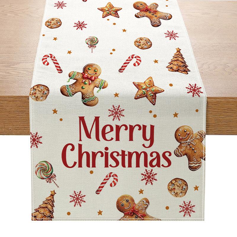 Amazon Weihnachts-Tischläufer Leinen Druck Festlich Küchentisch Tischdecke Wohnzimmer Tischdecke