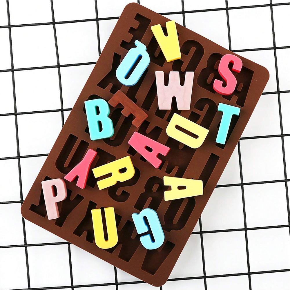 Letter Number Silicone Chocolate Mold 26 Alphabet 0-9 Number Nonstick Fondant Cake Biscuit Candy Jelly Baking Resin Mold