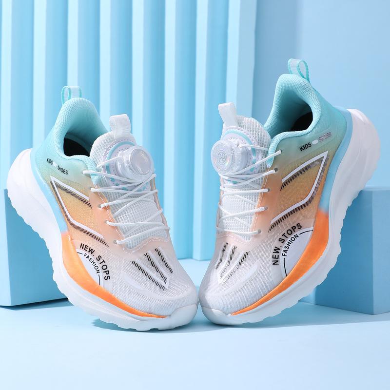 Breathable Mesh Boys' Red Rabbit Running Shoes 2025 Spring and Autumn New Boys' Sports Shoes Student Button Shoes Light Shoes