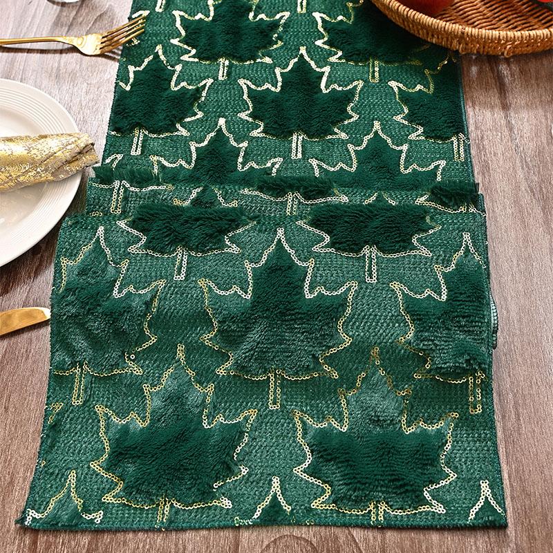 Christmas Day Leaf Jacquard Table Runner Rectangular Home Hotel Tablecloth for Party Banquet Soft Comfortable Housing Decoration