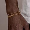 Vnox Fashion 2pcs Stacked Mens Bracelets, Unisex Stainless Steel Cuban Rope Snake Links Chain Wristband, Simple Casual Gift