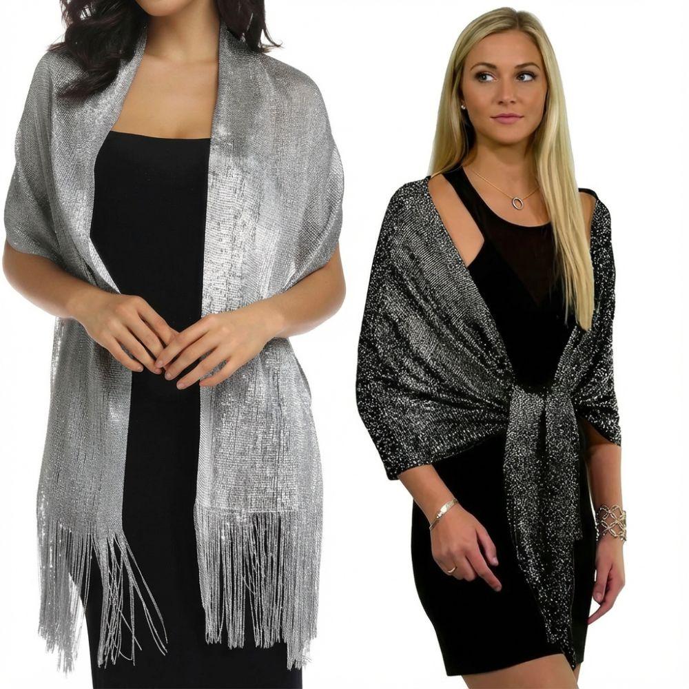 Shiny Metallic Scarf Long Bridal Wedding Wrap Elegant Party Evening Dress Scarf