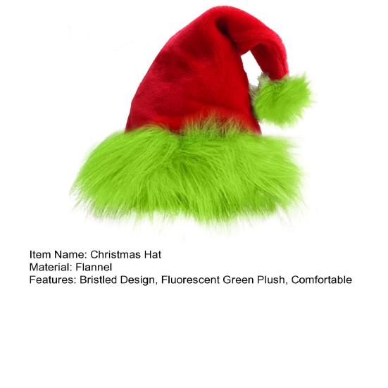 Christmas Hat Fluorescent Green Plush Retro Design Party Hat Christmas Scene Decoration Festive Atmosphere Christmas Accessory