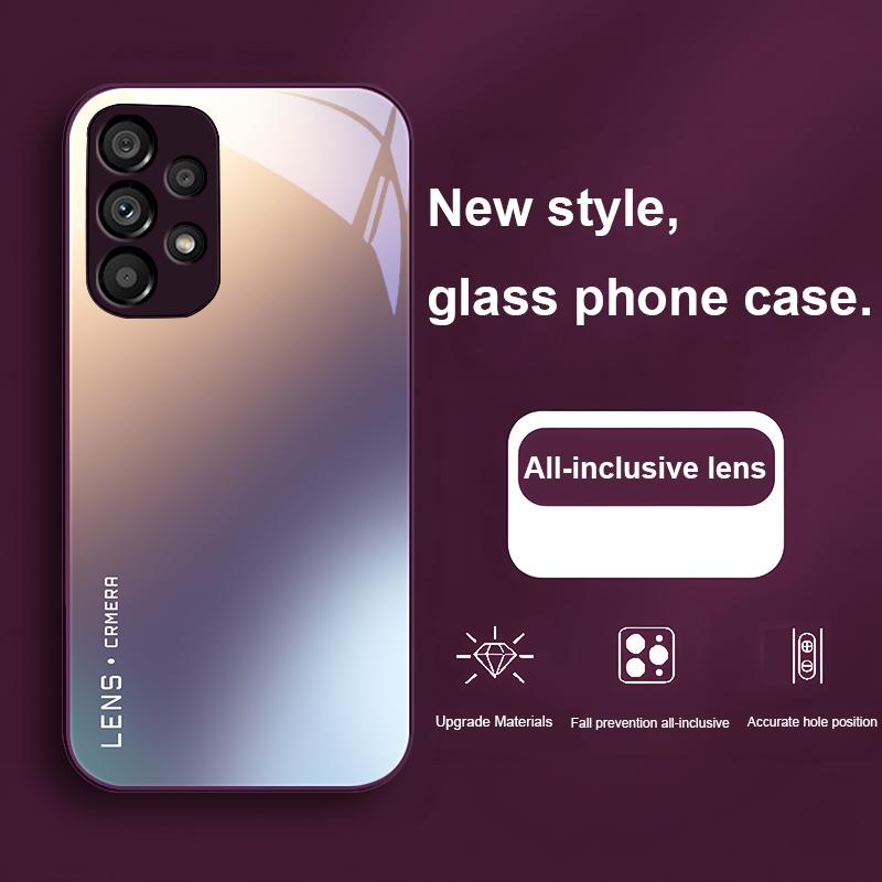 Lens Gradient Blue For Samsung Galaxy Note 10 Plus S20 21 FE S23 Ultra S8 9 A70 72 73 50 51 52 53 Tempered Glass Phone Case