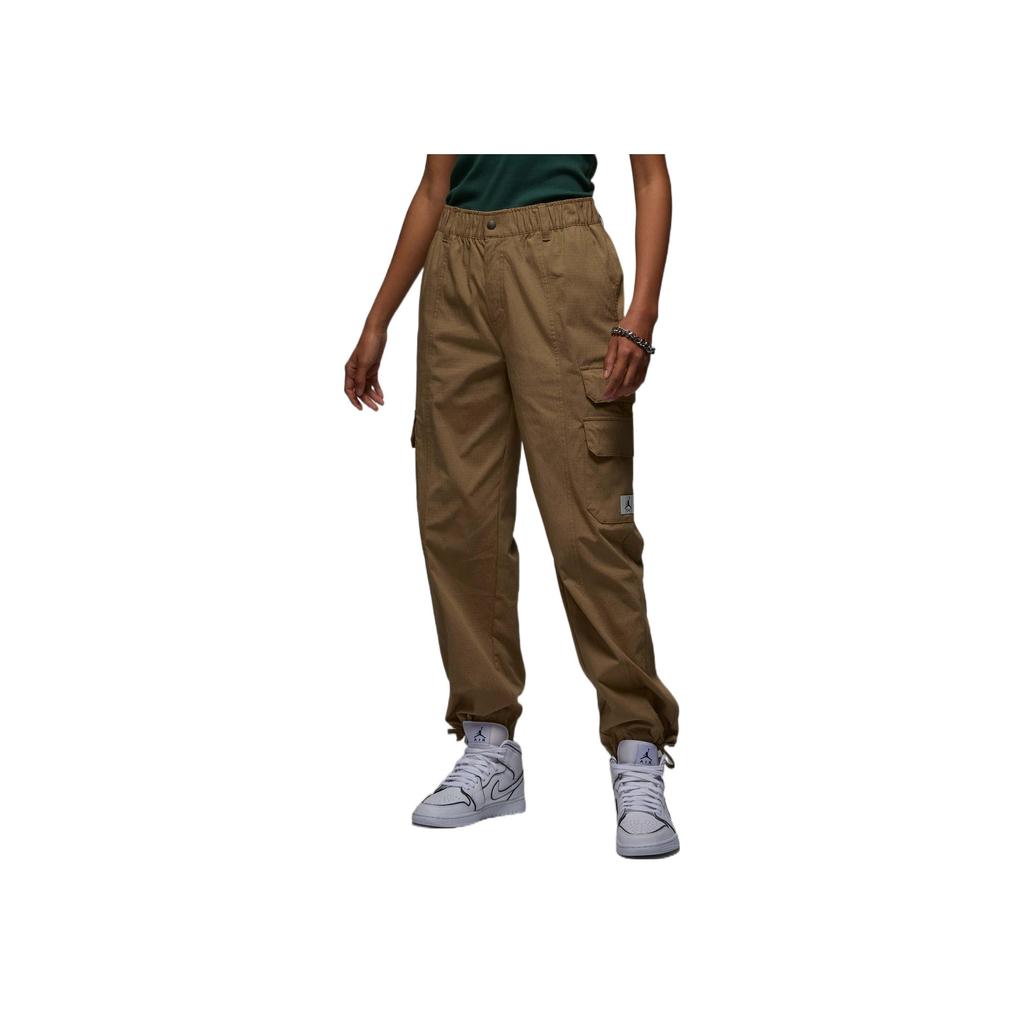 Jordan Flight Chicago Logo Patch Pocket Straight Loose Cargo Pants Women Pants Brown DQ4624-258