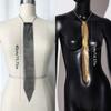 Fashion Narrow Crystal Rhinestone Neck Tie Adjustable Necklace Metal Sequin Necktie Soft Gold Glitter Cravat Suit Accessories