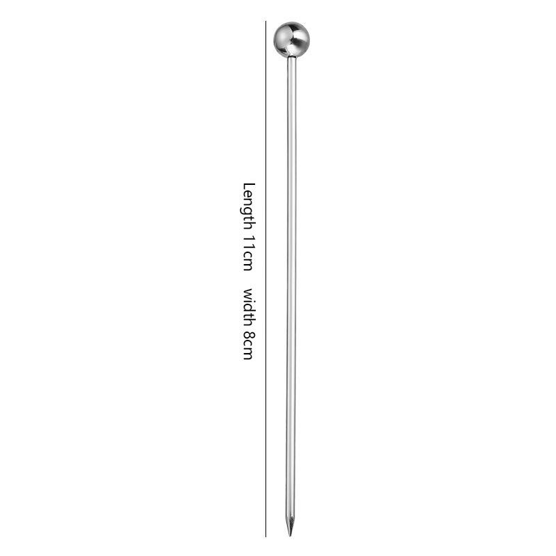 Wine Needle Cocktail Picks Stick Stainless Steel Fruit Picks Reusable Metal Cocktail Skewers Olives Appetizers Tools