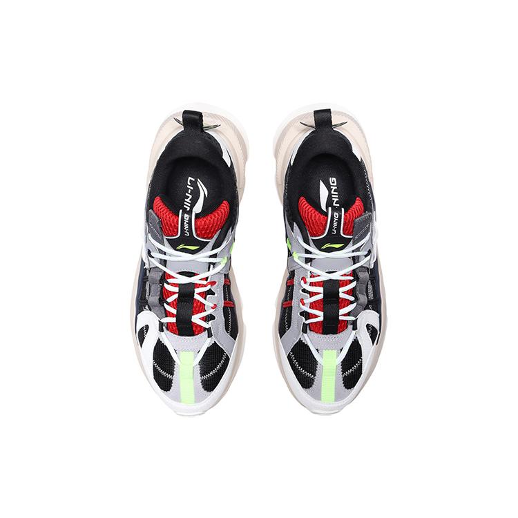 Li Ning M1 Tkanina Amortyzacja Antypoślizgowa Odporna na Ścieranie Oddychająca Niskie Sportowe Buty Codzienne Męskie Czarne Białe AGCQ201-2
