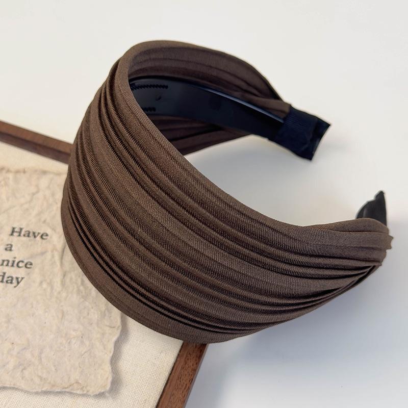 

Ретро Простой Широкий Ободок для Волос с Боковыми Полосками Женский Темпераментный Обруч для Волос Женский Противоскользящий Ободок для Волос Осень Зима Аксессуары для Волос Новый