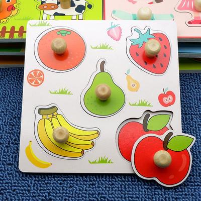 Cartoon Fruit Hand-Grab Puzzle Board - Montessori Educational Toy for Ages 1-3