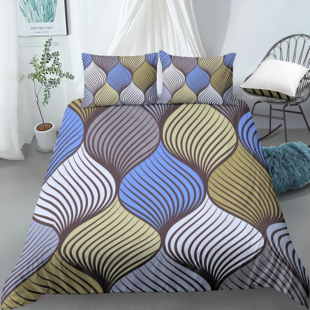 Geometric Duvet Cover Set King Size White Gold Shade Bohemian Bedding Set Soft Quilt Cover with Pillowcase Twin Comforter Cover