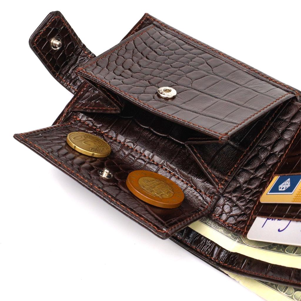 Wallet for Men In Horizontal Format Made of Genuine Leather with Crocodile Effect CANPELLINI 21770 Brown