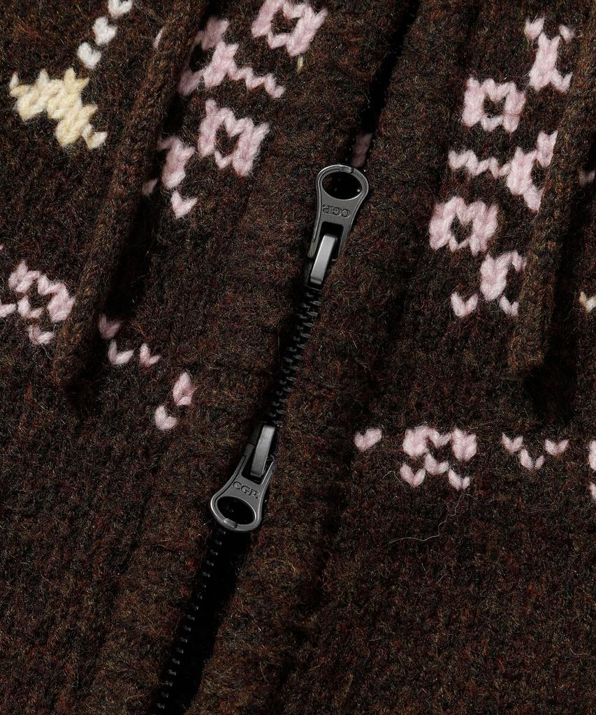 Cgp (Women) Nordic Pattern Hooded Knit Zip-Up_Brown