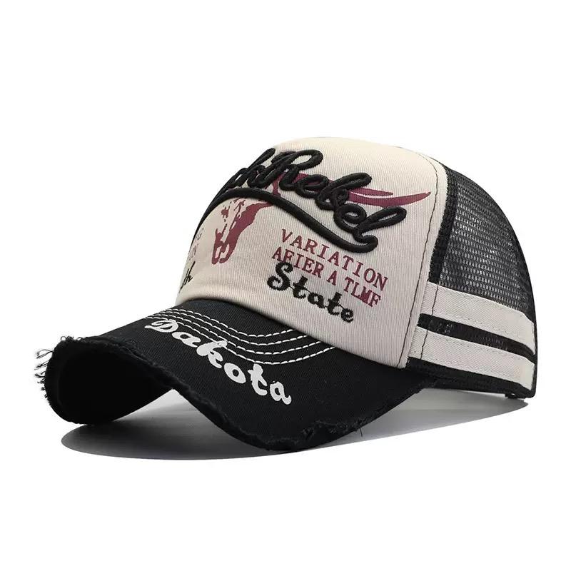 Hot Sale Unisex Baseball Cap Vintage Cap Letter Embroidery Baseball Cap Cow Head Pattern Men And Women Outdoor Trucker Hats