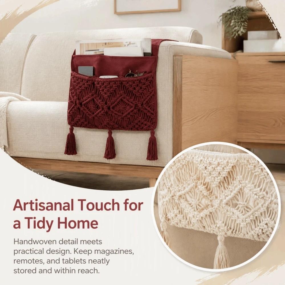 Bohemian Style Sofa Cover Side Pockets Space Saver Sofa Hanging Storage Bag Remote Control