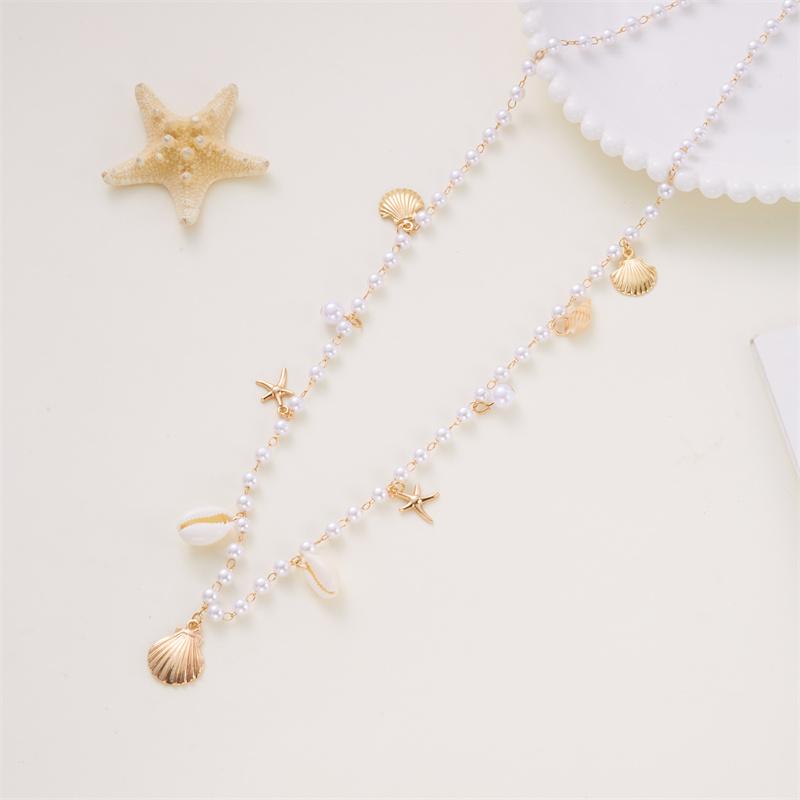Bohemian Imitation Pearl Shell Belly Chain for Women Gold Color Starfish Conch Bikini Waist Chains Summer Beach Body Jewelry