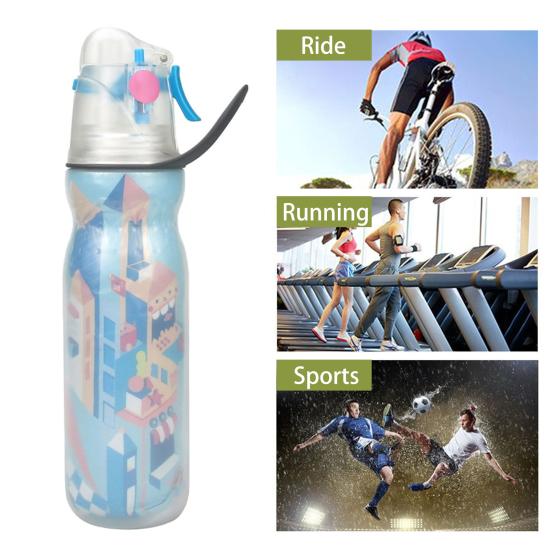 Butelka z rozpylaczem 590 ml, 3 warstwy, izolowana, duża pojemność, bez BPA, przenośna, szczelna, męska, damska, podróżna, do siłowni, do ćwiczeń, słomka do picia