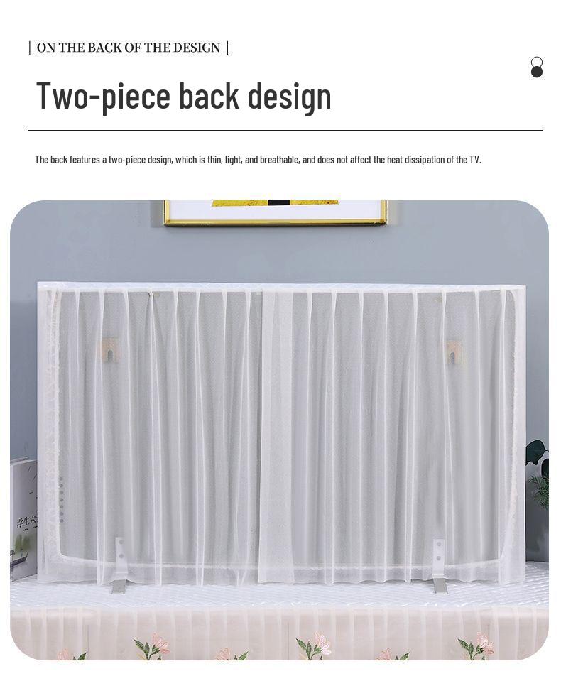 Chinese Style Lace LCD TV Dust Cover - 55-75 Inch, Wall Mount Compatible (Use Without Removal)
