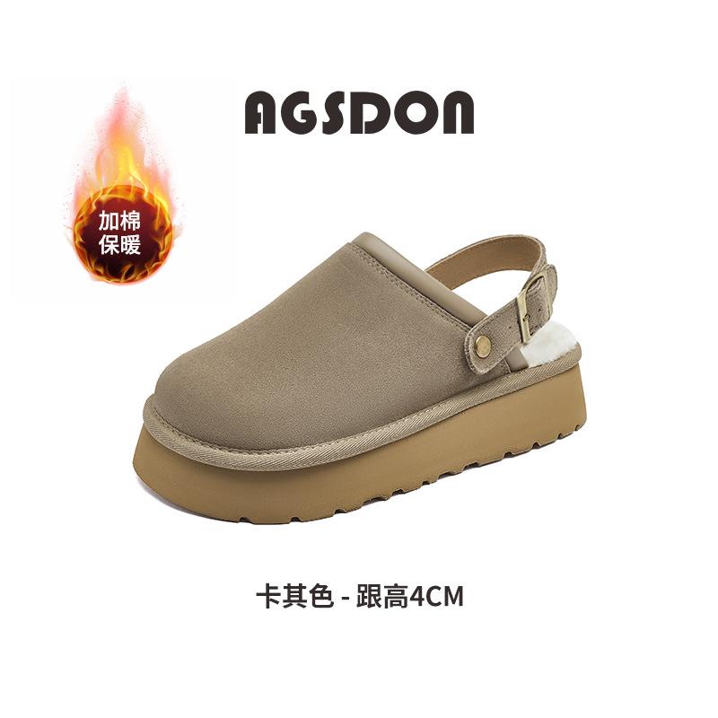 Augustine Thick-soled Fluffy Slippers Women's Winter 2025 New Velvet Thickened One-pedal Outer Cotton Slippers