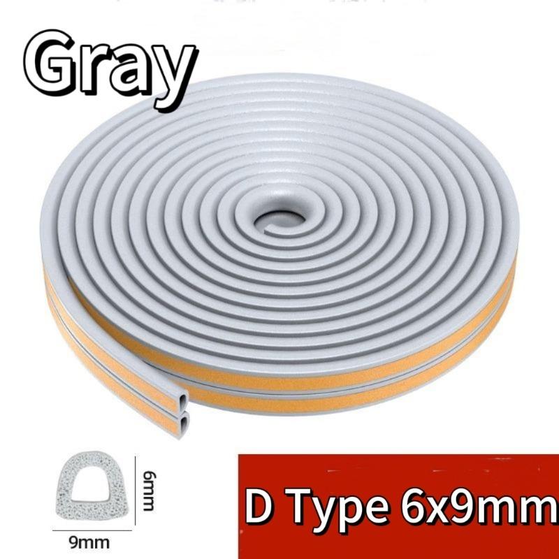 5M/10M Self Adhesive D Type Doors and For Windows Foam Seal Strip Soundproofing Collision Avoidance Rubber Seal Collision Foam