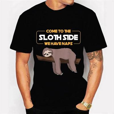 Lazy Sloth Men's T-shirts Come To The Sloth Side We Have Naps Print Top Y2k Streetwear Men Tshirt Fashion Harajuku Sloth T Shirt
