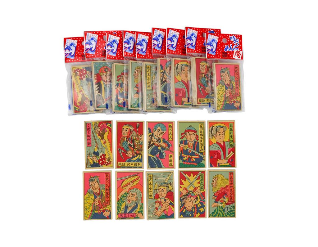 Traditionelles quadratisches Menko-Spielzeug, hergestellt in Japan, 10 Stück (10 Sätze) für gewerbliche Nutzung