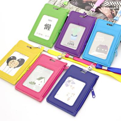 Office Supplies ID Holders with Neck Strap ID Card Holder Zipper Coin Purses Credit Card Holders