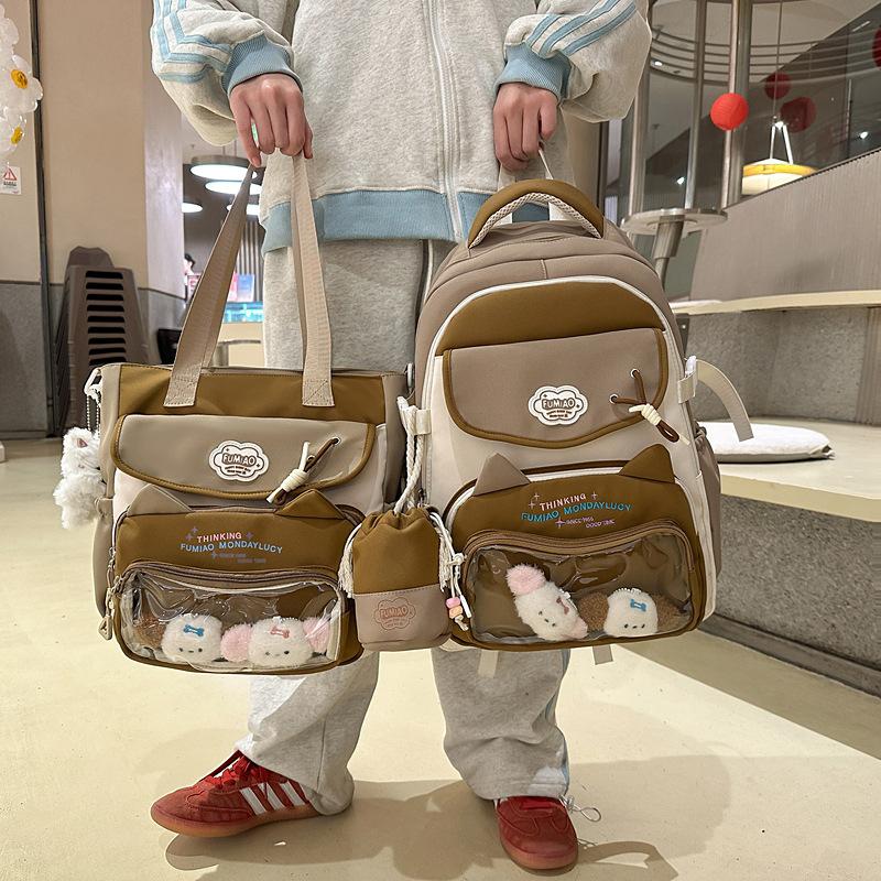 Schoolbag wholesale niche junior high school student schoolbag high value college style girl backpack Oxford cloth cute cartoon baby bag girl