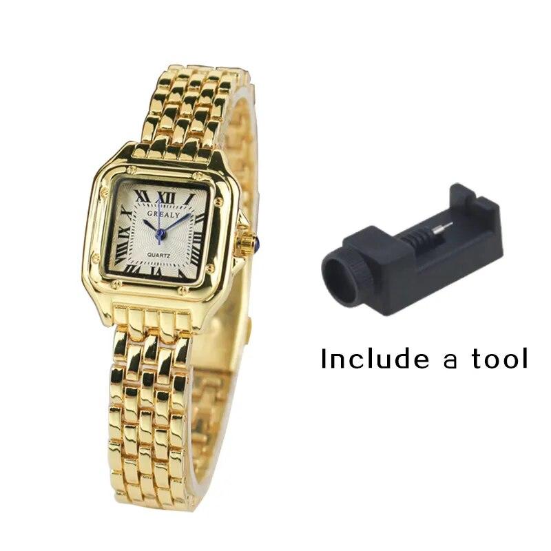 Luxury Square Women's Watches Brand Ladies Quartz Wristwatch Classic Silver Simple Femme Steel Band Relogio Feminino