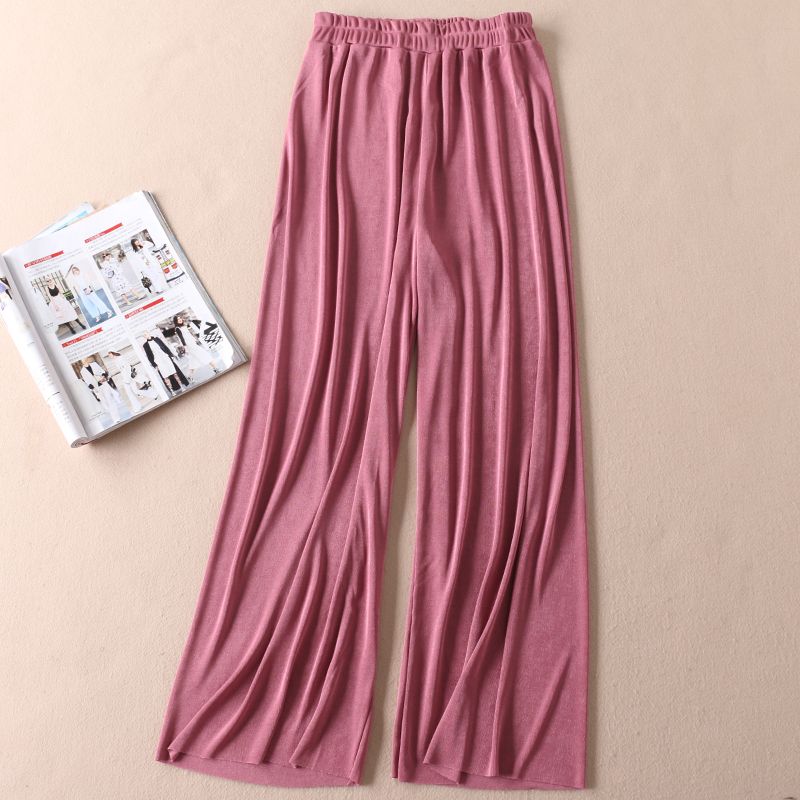 

C638 Подвеска Гладкие Брюки Кэжуал с Широкими Штанинами с Высокой Посадкой, Подчеркивающие Стройность Powder L