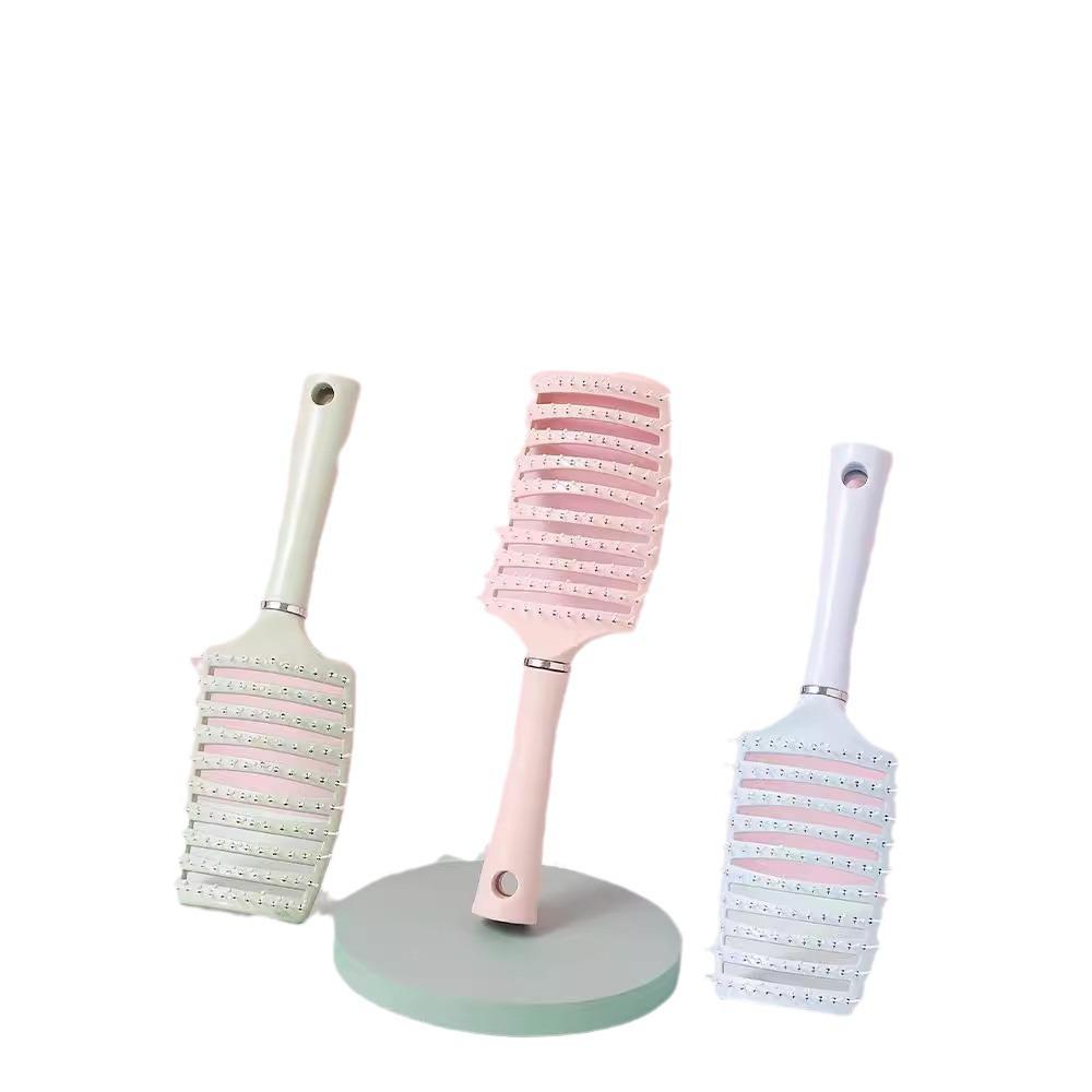 Macaron Large Curved Hairbrush - Anti-Static Scalp Massage & Curling Comb