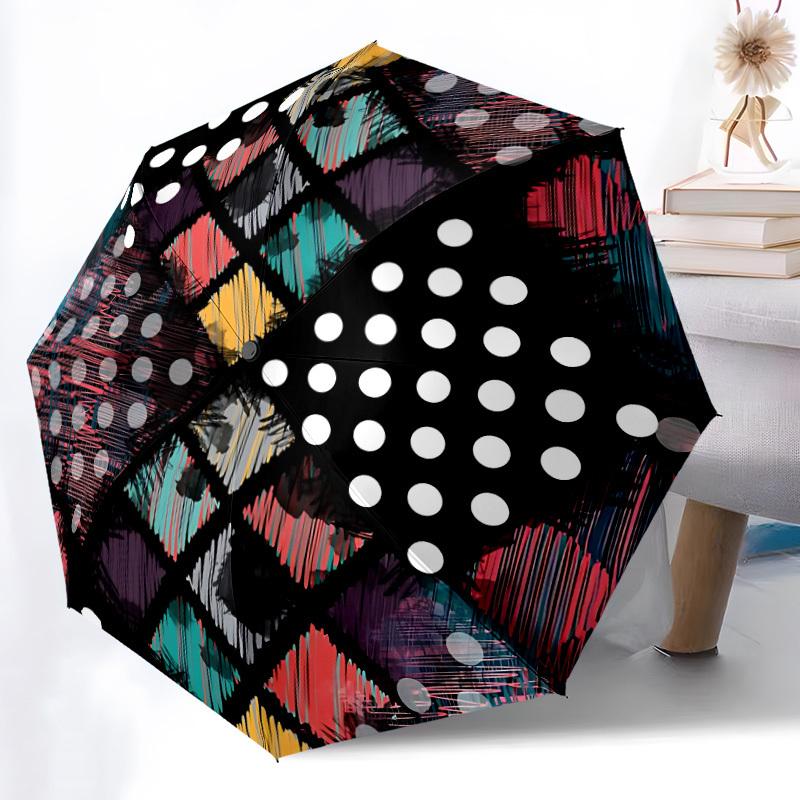 1pc Abstract PatternAutomatic Open/close Folding Umbrella, Compact Portable Travel Umbrella, Perfect Birthday/Holiday, Cute Umbrella y031