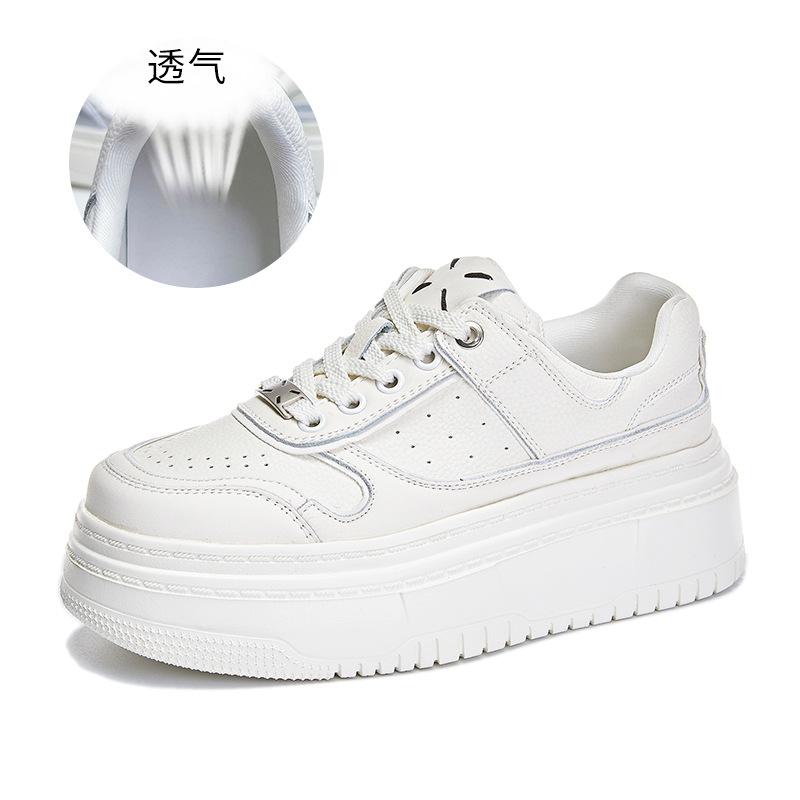 Foam Sole Leather Little White Shoes Women's 2025 Spring New Silver Heightening Board Shoes Casual Platform Ins Style Women's Shoes