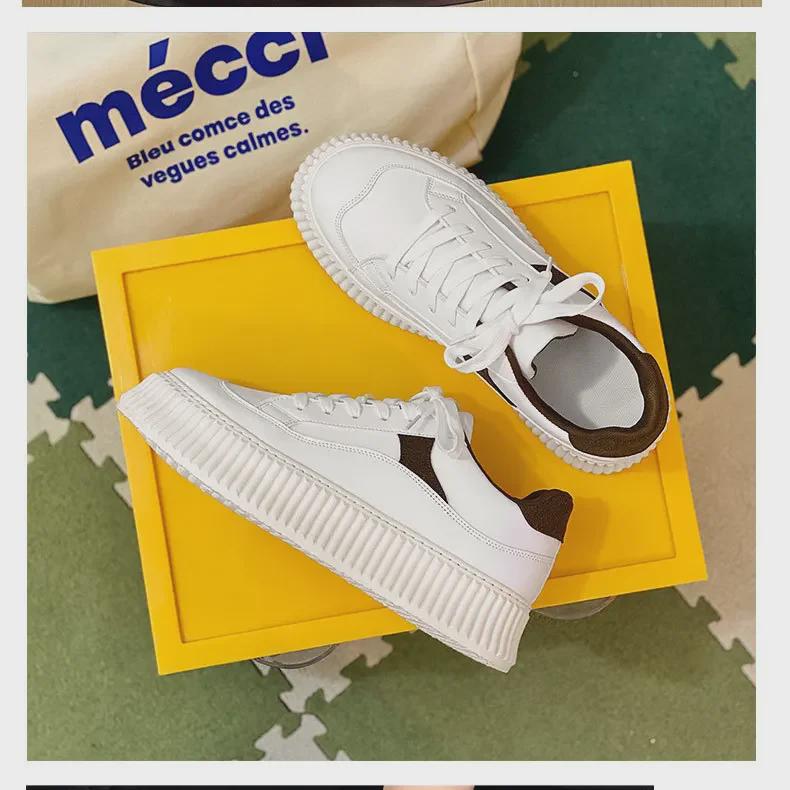2025 Ulzzang White Sneakers: Thick-Soled, Casual Hong Kong & Harajuku Style Sports Shoes for Men